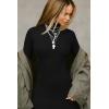 imageBEAGIMEG Womens Bodycon Long Sleeve Mock Neckline Knit Ribbed Party Club Midi DressBlack