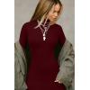 imageBEAGIMEG Womens Bodycon Long Sleeve Mock Neckline Knit Ribbed Party Club Midi DressWinered
