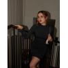 imageBEAGIMEG Womens Bodycon Elegant Flare Long Sleeves Ruched Basic Party Club Mini DressBlack