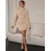 imageBEAGIMEG Womens Bodycon Elegant Flare Long Sleeves Ruched Basic Party Club Mini DressKhaki