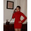 imageBEAGIMEG Womens Bodycon Elegant Flare Long Sleeves Ruched Basic Party Club Mini DressRed