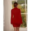 imageBEAGIMEG Womens Bodycon Elegant Flare Long Sleeves Ruched Basic Party Club Mini DressRed