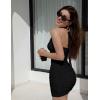 image:imageBEAGIMEG Womens Ruched Mesh Bodycon Mini Dress Elegant Halter Neck Sleeveless Cocktail Evening DressBlack