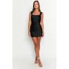image:imageBEAGIMEG Womens Sleeveless Bodycon Mini Dress Square Neck Ruched Slim Fit Cocktail Party Club DressBlack
