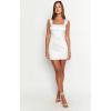 image:imageBEAGIMEG Womens Sleeveless Bodycon Mini Dress Square Neck Ruched Slim Fit Cocktail Party Club DressWhite