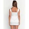 image:imageBEAGIMEG Womens Sleeveless Bodycon Mini Dress Square Neck Ruched Slim Fit Cocktail Party Club DressWhite