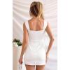 image:imageBEAGIMEG Womens Sleeveless Bodycon Mini Dress Square Neck Ruched Slim Fit Cocktail Party Club DressWhite