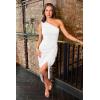 image:imageBEAGIMEG Womens Elegant One Shoulder Sleeveless Ruched Slit Midi Dress Cocktail Party DressWhite