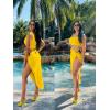 image:imageBEAGIMEG Womens Sexy One Shoulder Long Bodycon Slit Skirt 2 Pieces Dress
