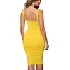image:imageBEAGIMEG Womens Sexy Tank Top Bodycon Midi Party Dress  Ruched Sleeveless BasicYellow