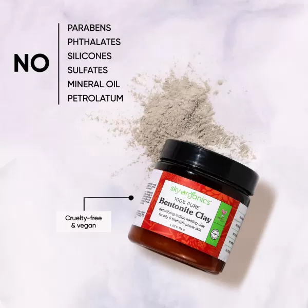 Sky Organics  Indian Healing Clay 16 oz  Detoxifying Bentonite Clay Powder  Exfoliating Face Mask  Pore Cleaner  Combination ampamp Oily Skin  Natural Vegan ampamp Cruelty Free  Skin Care ampamp Self Care4 Ounce Pack of 1