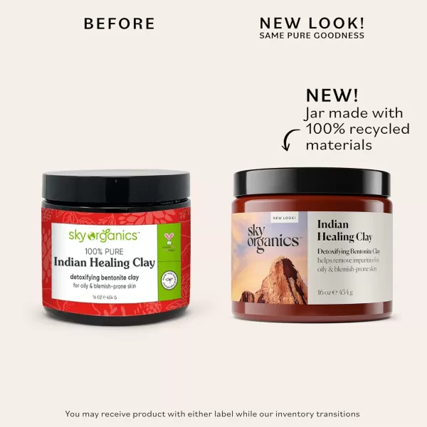 Sky Organics  Indian Healing Clay 16 oz  Detoxifying Bentonite Clay Powder  Exfoliating Face Mask  Pore Cleaner  Combination ampamp Oily Skin  Natural Vegan ampamp Cruelty Free  Skin Care ampamp Self Care1 Pound Pack of 1