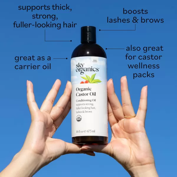 Sky Organics Organic Castor Oil 100 Pure Hexane Free ColdPressed to Support Stronger FullerLooking Hair Eyelashes ampamp EyebrowsGood for Castor Packs Navel Oiling Carrier Oil Use 8 fl oz16 Fl Oz Pack of 2