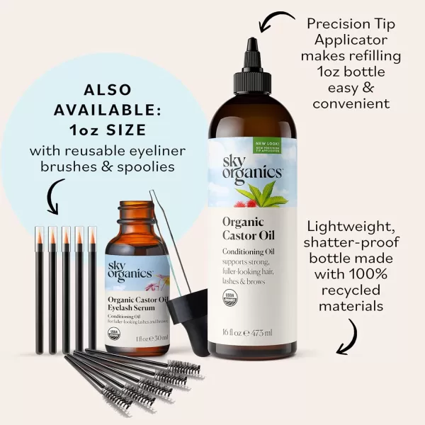 Sky Organics Organic Castor Oil 100 Pure Hexane Free ColdPressed to Support Stronger FullerLooking Hair Eyelashes ampamp EyebrowsGood for Castor Packs Navel Oiling Carrier Oil Use 8 fl ozCastor Oil