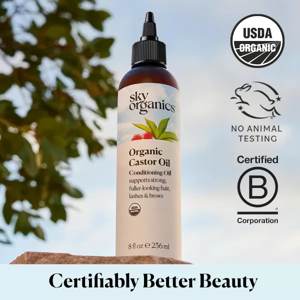 Sky Organics Organic Castor Oil 100 Pure Hexane Free ColdPressed to Support Stronger FullerLooking Hair Eyelashes ampamp EyebrowsGood for Castor Packs Navel Oiling Carrier Oil Use 8 fl oz8 Fl Oz Pack of 1