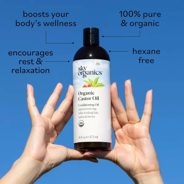Sky Organics Organic Castor Oil 100 Pure Hexane Free ColdPressed to Support Stronger FullerLooking Hair Eyelashes ampamp EyebrowsGood for Castor Packs Navel Oiling Carrier Oil Use 8 fl oz16 Fl Oz Kit Pack of 1