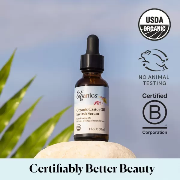 Sky Organics Organic Castor Oil 100 Pure Hexane Free ColdPressed to Support Stronger FullerLooking Hair Eyelashes ampamp EyebrowsGood for Castor Packs Navel Oiling Carrier Oil Use 8 fl ozCastor Oil Lash  Brow Serum