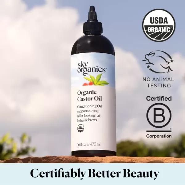 Sky Organics Organic Castor Oil 100 Pure Hexane Free ColdPressed to Support Stronger FullerLooking Hair Eyelashes ampamp EyebrowsGood for Castor Packs Navel Oiling Carrier Oil Use 8 fl ozCastor Oil