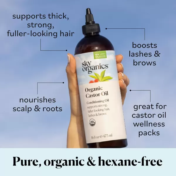 Sky Organics Organic Castor Oil 100 Pure Hexane Free ColdPressed to Support Stronger FullerLooking Hair Eyelashes ampamp EyebrowsGood for Castor Packs Navel Oiling Carrier Oil Use 8 fl ozCastor Oil