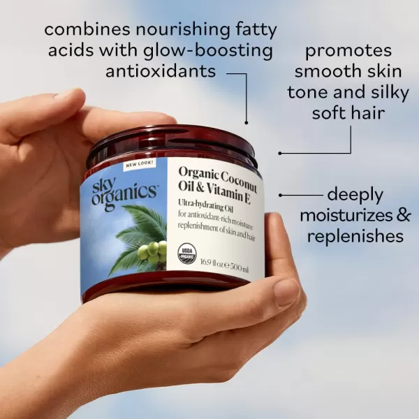 Sky Organics  Organic Coconut Oil ampamp Vitamin E 169 fl oz  Skin ampamp Hair UltraHydrating Oil  Fatty Acids ampamp Antioxidants  Natural Vegan ampamp Cruelty Free  Skin Care ampamp Hair Care with Exclusive Ebook