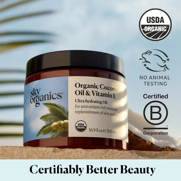 Sky Organics  Organic Coconut Oil ampamp Vitamin E 169 fl oz  Skin ampamp Hair UltraHydrating Oil  Fatty Acids ampamp Antioxidants  Natural Vegan ampamp Cruelty Free  Skin Care ampamp Hair Care with Exclusive Ebook
