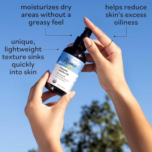 Sky Organics Organic Jojoba Oil for Face Balancing Oil for Light Hydration ampamp Helps Reduce Excess Oiliness Suitable For Oily Combination and BlemishProne Skin 100 Pure ampamp ColdPressed 4 fl Oz4 Fl Oz Pack of 1