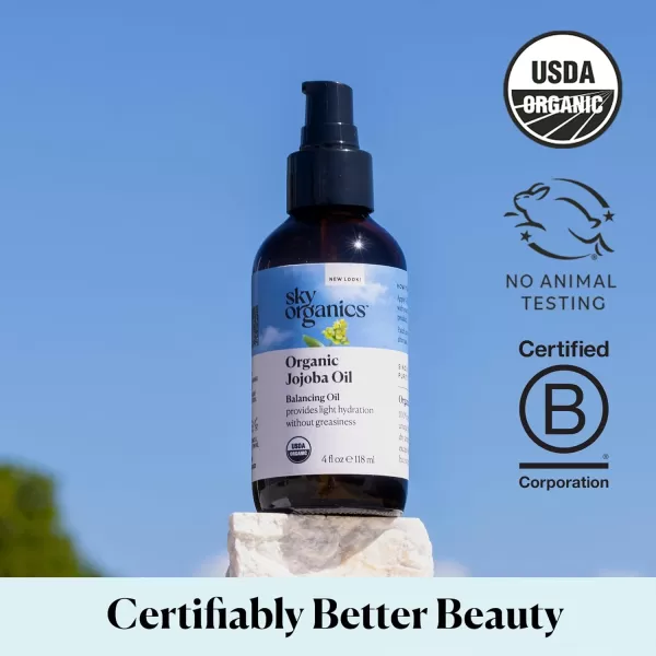 Sky Organics Organic Jojoba Oil for Face Balancing Oil for Light Hydration ampamp Helps Reduce Excess Oiliness Suitable For Oily Combination and BlemishProne Skin 100 Pure ampamp ColdPressed 4 fl Oz4 Fl Oz Pack of 1