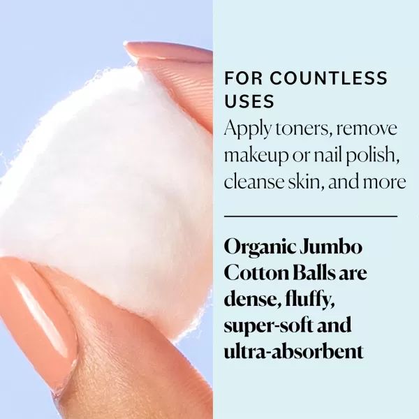 Sky Organics Organic Jumbo Cotton Balls for Sensitive Skin 100 Pure Organic Cotton Sustainably Grown Chlorine Free Hypoallergenic UltraSoft and Absorbant for Beauty ampamp Personal Care 300 ct100 Count Pack of 3