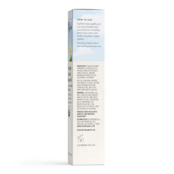 Sky Organics  Organic Lash ampamp Brow Oil ampamp Applicator  Eyelash Serum  Castor Oil Organic  Moringa Amla Vitamin E  Lashes Eyebrows  Hair Oil  Self Care Beauty  Gifts for Women  4 fl oz 12mL