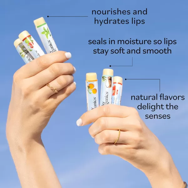 Sky Organics Organic Lip Balm with Beeswax and a Rich Nourishing Blend of Plant Oils Moisturizing Lips Balms to Lock In Moisture and Keep Lips Feeling Soft and Smooth Six Assorted Flavors 6pkCherry Coconut  Vanilla Strawberry Citrus Mint
