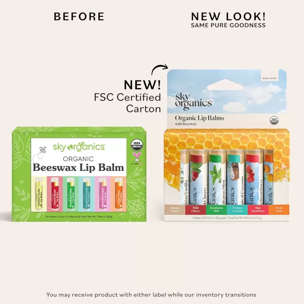 Sky Organics Organic Lip Balm with Beeswax and a Rich Nourishing Blend of Plant Oils Moisturizing Lips Balms to Lock In Moisture and Keep Lips Feeling Soft and Smooth Six Assorted Flavors 6pkCherry Coconut  Vanilla Strawberry Citrus Mint