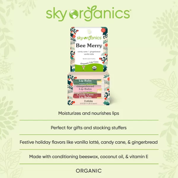 Sky Organics Organic Lip Balm with Beeswax and a Rich Nourishing Blend of Plant Oils Moisturizing Lips Balms to Lock In Moisture and Keep Lips Feeling Soft and Smooth Six Assorted Flavors 6pkWinter Flavors