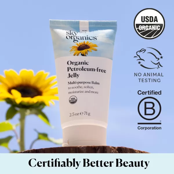 Sky Organics Organic Petroleumfree Jelly MultiPurpose Skin Care Balm with Organic Shea Butter Coconut Oil Olive Oil ampamp Vitamin E Moisturizing Lip Balm ampamp Moisturizer for Dry Skin 25 Oz