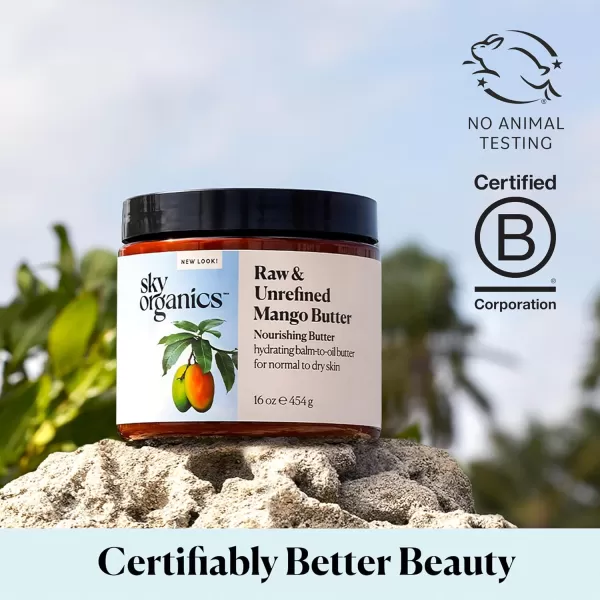 Sky Organics Organic Shea Butter Replenishing Butter for Body ampamp Face Soothes Softens and Boosts Skins Overall Moisture and Radiance Suitable for Dry Skin USDA Certified Organic Skin Care 15 OzMango Butter