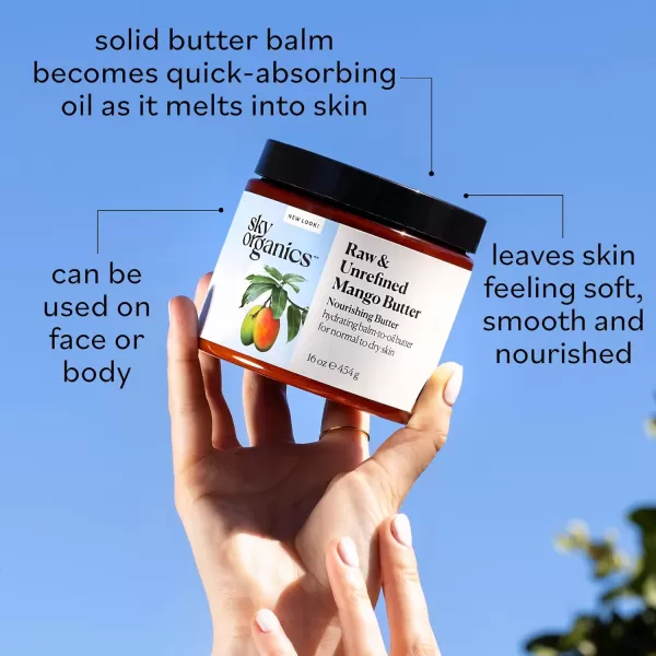Sky Organics Organic Shea Butter Replenishing Butter for Body ampamp Face Soothes Softens and Boosts Skins Overall Moisture and Radiance Suitable for Dry Skin USDA Certified Organic Skin Care 15 OzMango Butter