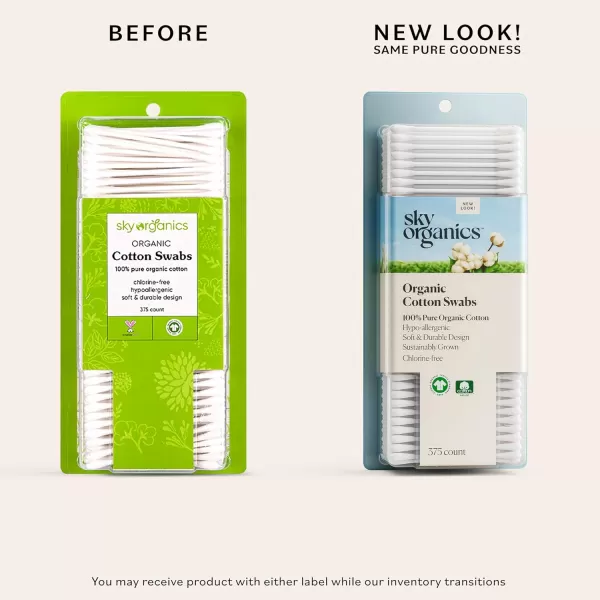 Sky Organics Organnic Cotton Swabs for Sensitive Skin 100 Pure GOTS Certified Organic for Beauty ampamp Personal Care 500 ct375 Count Pack of 1
