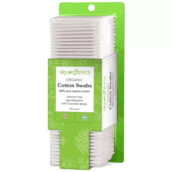 Sky Organics Organnic Cotton Swabs for Sensitive Skin 100 Pure GOTS Certified Organic for Beauty ampamp Personal Care 500 ct375 Count Pack of 1