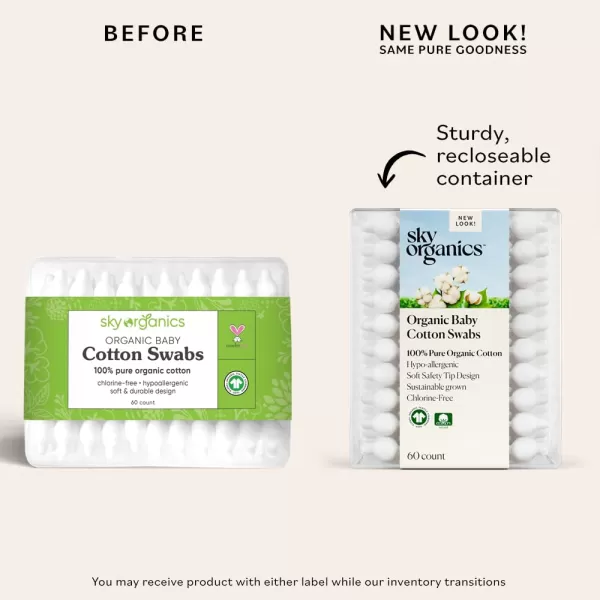 Sky Organics Organnic Cotton Swabs for Sensitive Skin 100 Pure GOTS Certified Organic for Beauty ampamp Personal Care 500 ct60 Count Pack of 3