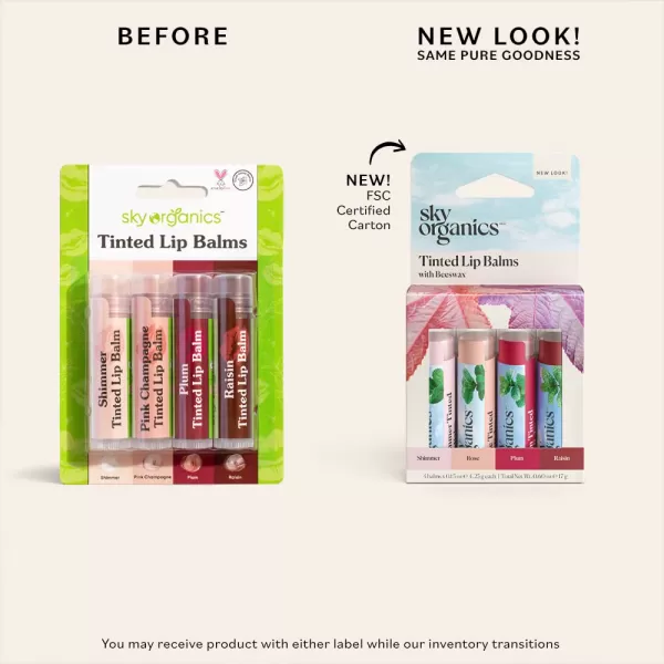 Sky Organics Tinted Lip Balms for Lips to Moisturize Soften ampamp Add A Wash of Color Four Assorted Shades 4pkFour Assorted Shades