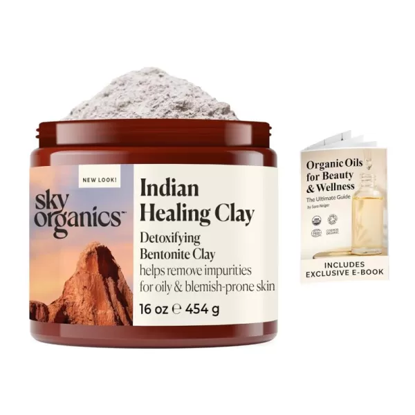 Sky Organics  Indian Healing Clay 16 oz  Detoxifying Bentonite Clay Powder  Exfoliating Face Mask  Pore Cleaner  Combination ampamp Oily Skin  Natural Vegan ampamp Cruelty Free  Skin Care ampamp Self Care1 Pound Pack of 1