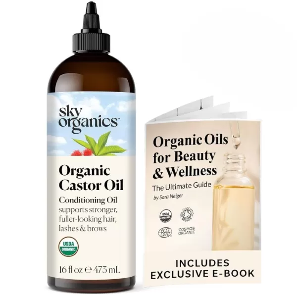 Sky Organics Organic Castor Oil 100 Pure Hexane Free ColdPressed to Support Stronger FullerLooking Hair Eyelashes ampamp EyebrowsGood for Castor Packs Navel Oiling Carrier Oil Use 8 fl ozCastor Oil