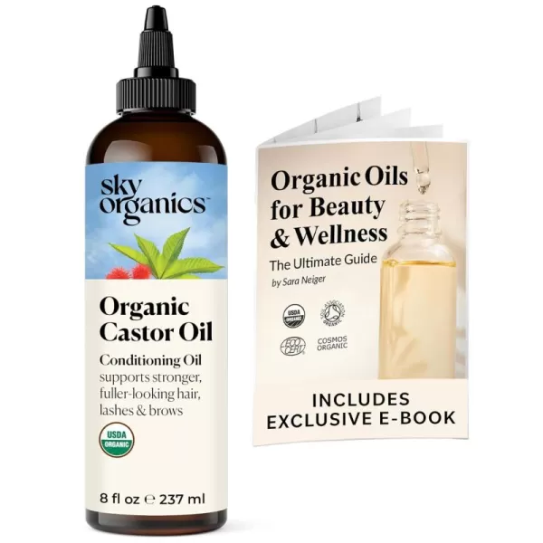 Sky Organics Organic Castor Oil 100 Pure Hexane Free ColdPressed to Support Stronger FullerLooking Hair Eyelashes ampamp EyebrowsGood for Castor Packs Navel Oiling Carrier Oil Use 8 fl oz8 Fl Oz Pack of 1