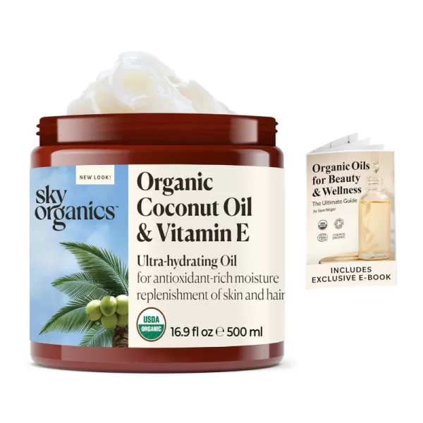 Sky Organics  Organic Coconut Oil ampamp Vitamin E 169 fl oz  Skin ampamp Hair UltraHydrating Oil  Fatty Acids ampamp Antioxidants  Natural Vegan ampamp Cruelty Free  Skin Care ampamp Hair Care with Exclusive Ebook