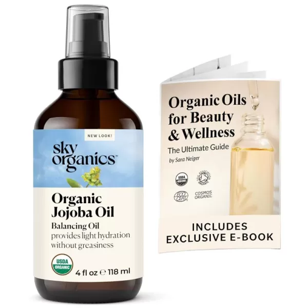 Sky Organics Organic Jojoba Oil for Face Balancing Oil for Light Hydration ampamp Helps Reduce Excess Oiliness Suitable For Oily Combination and BlemishProne Skin 100 Pure ampamp ColdPressed 4 fl Oz4 Fl Oz Pack of 1