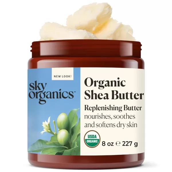 Sky Organics Organic Shea Butter Replenishing Butter for Body ampamp Face Soothes Softens and Boosts Skins Overall Moisture and Radiance Suitable for Dry Skin USDA Certified Organic Skin Care 15 OzShea Butter