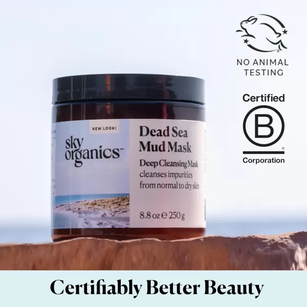 Sky Organics Dead Sea Mud Mask for Face Deep Cleansing Mask with Shea Butter ampamp Aloe Vera Cleanse Away Impurities and Leave Skin Feeling Clean ampamp Refreshed Suitable for Normal to Dry Skin 8 fl Oz