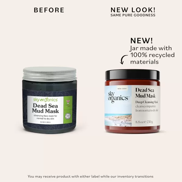 Sky Organics Dead Sea Mud Mask for Face Deep Cleansing Mask with Shea Butter ampamp Aloe Vera Cleanse Away Impurities and Leave Skin Feeling Clean ampamp Refreshed Suitable for Normal to Dry Skin 8 fl Oz
