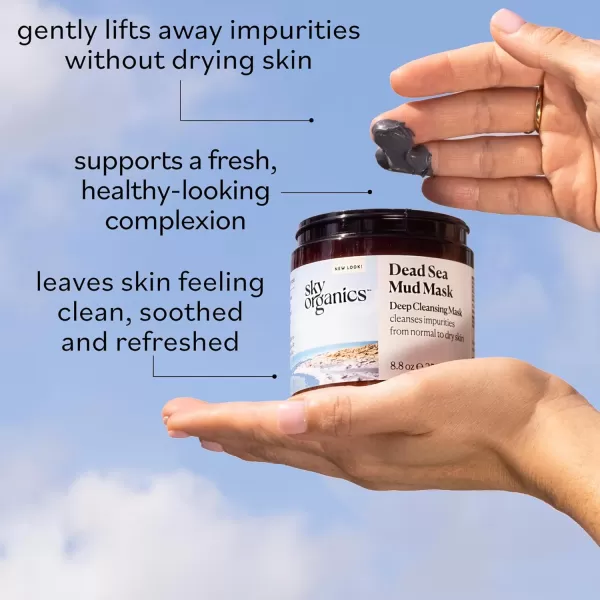 Sky Organics Dead Sea Mud Mask for Face Deep Cleansing Mask with Shea Butter ampamp Aloe Vera Cleanse Away Impurities and Leave Skin Feeling Clean ampamp Refreshed Suitable for Normal to Dry Skin 8 fl Oz
