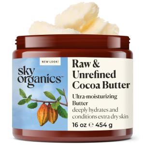 imageSky Organics Cocoa Butter for Body 100 Raw ampamp Unrefined UltraMoisturizing Butter to Deeply Hydrate ampamp Condition Skin Promotes Smooth Skin Tone ampamp Texture Suitable for Tight or Extra Dry Skin 16 OzCocoa Butter