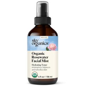 imageSky Organics Organic Rosewater Facial Mist for Face 100 Pure ampamp SteamDistilled USDA Certified to Hydrate Balance ampamp Refresh 4 fl Oz